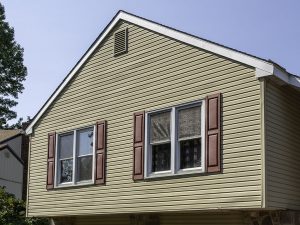 siding on a home with two windows