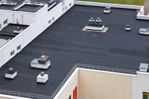 Top view of dark flat roof 