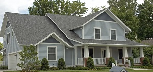 beautiful, light-blue siding on a residential home
