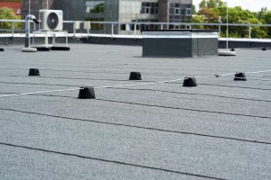 close-up view of a flat roof on a residential building